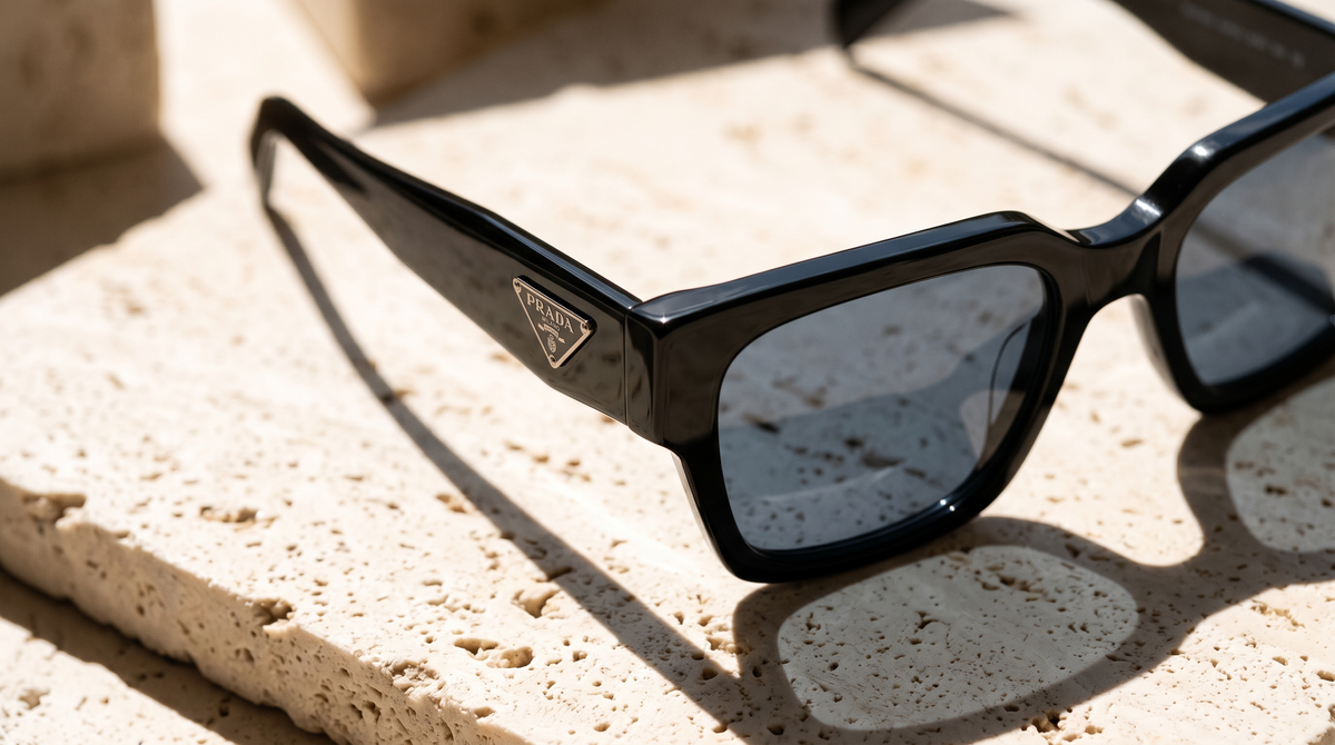 Editorial Prada em acetato preto